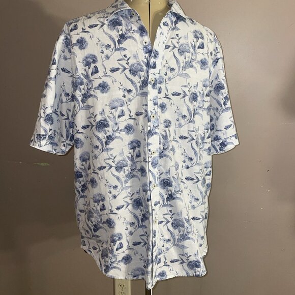 Tommy Bahama Other - Tommy Bahama 100% Cotton Hawaiian Shirt Short Sleeve Floral Fissel Button Sz L